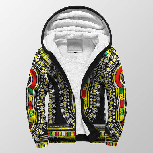 (Custom Personalised) Ethiopia Dashiki Black Style Sherpa Hoodie