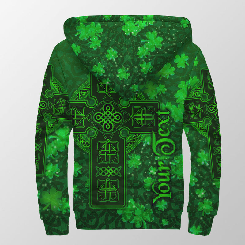 (Custom Personalised) Celtic Cross With Shamrock Simple Style Sherpa Hoodie