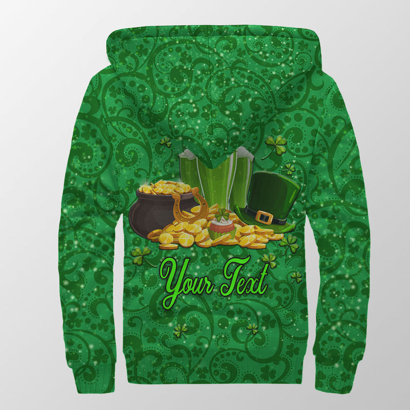 (Custom Personalised) Ireland Happy Saint Patrick&#39;s Day With Shamrock Sherpa Hoodie