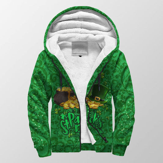 (Custom Personalised) Ireland Happy Saint Patrick&#39;s Day With Shamrock Sherpa Hoodie
