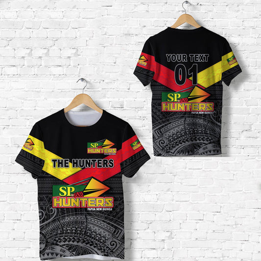 Custom Papua New Guinea SP Hunters Rugby Original Style Black, Custom Text And Number T Shirt