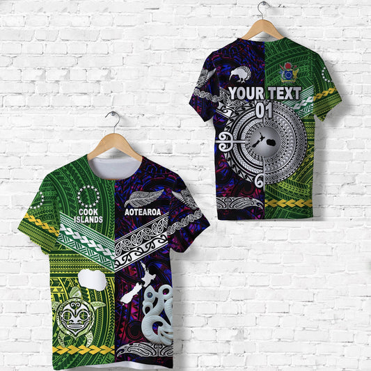 Custom New Zealand and Cook Islands Together Purple, Custom Text And Number T Shirt
