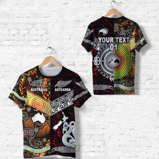 Custom New Zealand and Australia Together Red, Custom Text And Number T Shirt