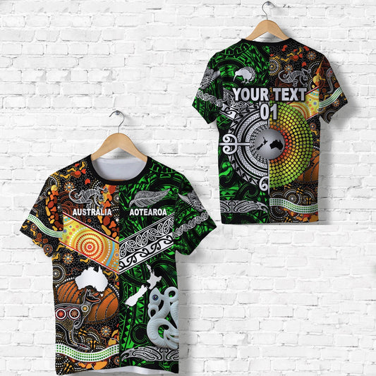 Custom New Zealand and Australia Together Green, Custom Text And Number T Shirt
