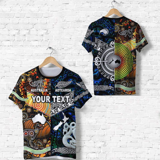 Custom New Zealand and Australia Together Blue T Shirt