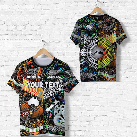 Custom New Zealand and Australia Together Paua Shell T Shirt