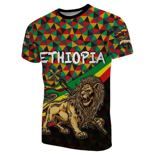Ethiopia Lion Of Judah Rasta Patterns T Shirt