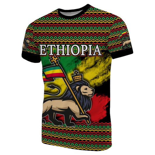 Ethiopia Version Lion Of Judah Grunge T Shirt