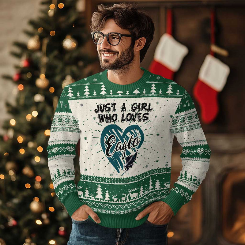 A Girl Who Loves Eagle Knitted Sweatshirt