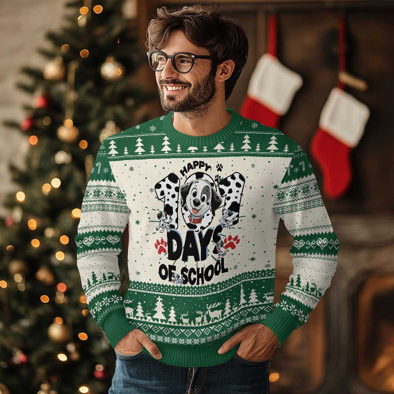 101 Days Of School Dalmatian Dogs Knitted Sweatshirt Happy 101th Day