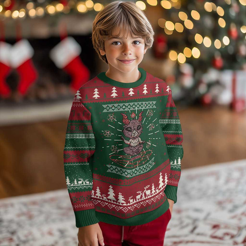 Cute Baby Baphomet Ugly Christmas Sweater Ugly Christmas Sweater Occult Gift