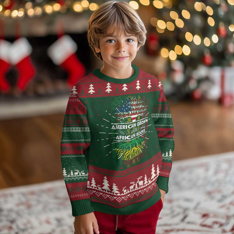 African American Pride Knitted Sweatshirt American Grown With African Roots African American Flag Tree