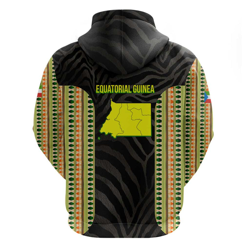 Equatorial Guinea Heritage with National Emblem and Tribal Zebra Print Hoodie