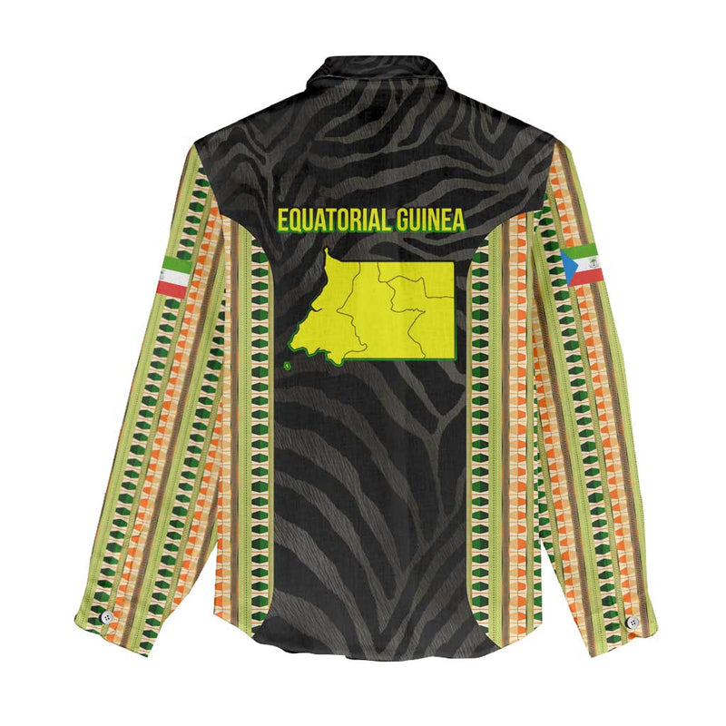 Equatorial Guinea Heritage with National Emblem and Tribal Zebra Print Women Casual Shirt
