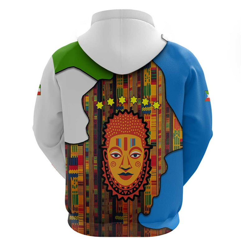 Equatorial Guinea Kente with Tribal Mask and National Coat of Arms Hoodie