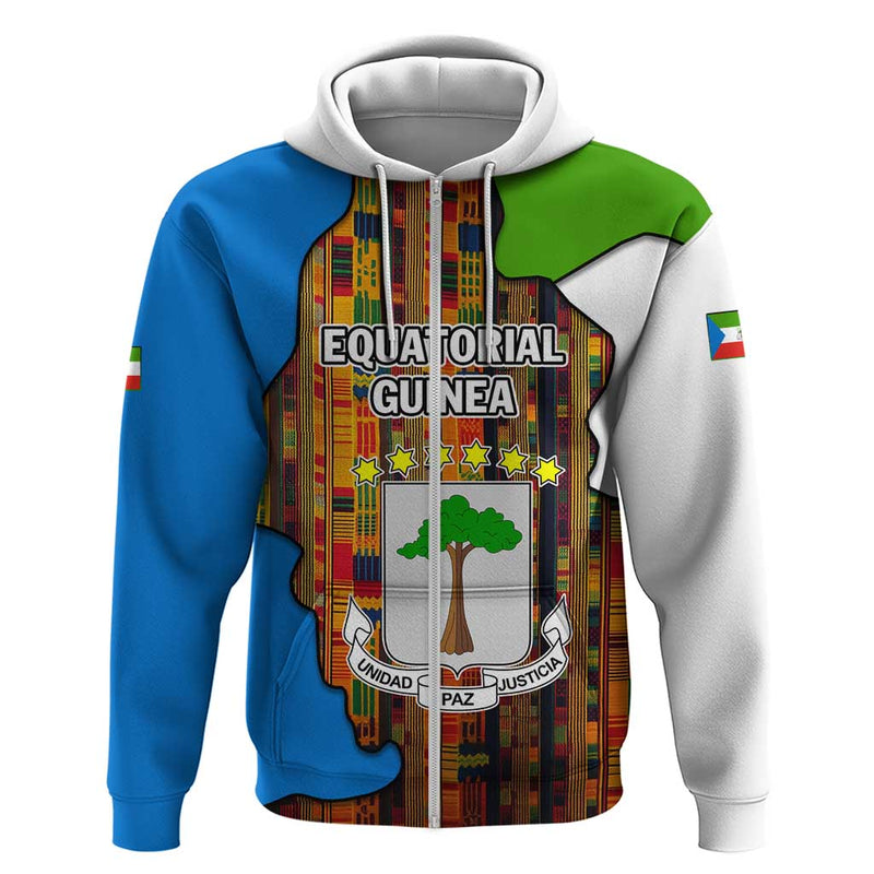 Equatorial Guinea Kente with Tribal Mask and National Coat of Arms Hoodie