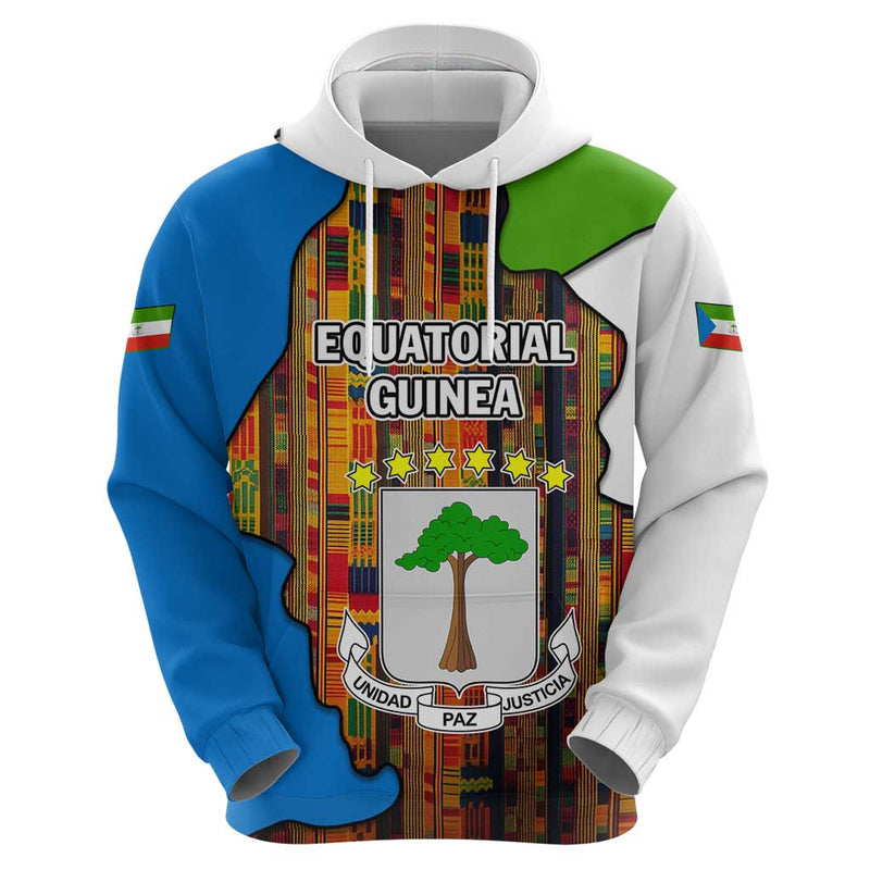 Equatorial Guinea Kente with Tribal Mask and National Coat of Arms Hoodie