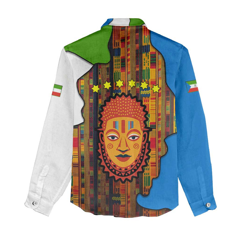 Equatorial Guinea Kente with Tribal Mask and National Coat of Arms Women Casual Shirt