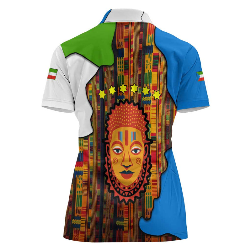 Equatorial Guinea Kente with Tribal Mask and National Coat of Arms Women Polo Shirt