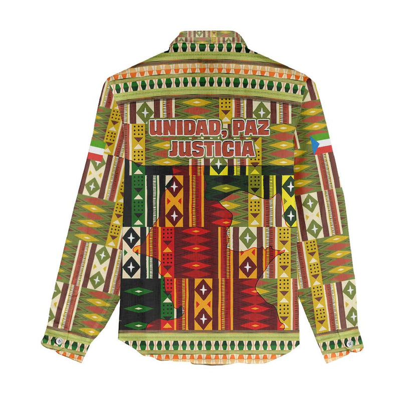Equatorial Guinea with Lion Print and Traditional African Kente Patterns Women Casual Shirt