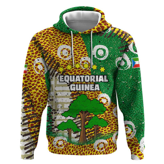 Equatorial Guinea Baobab Tree with Tribal Patterns and Heritage Quote Hoodie