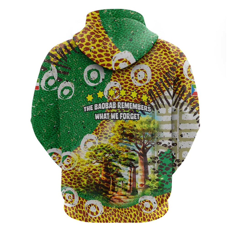 Equatorial Guinea Baobab Tree with Tribal Patterns and Heritage Quote Hoodie