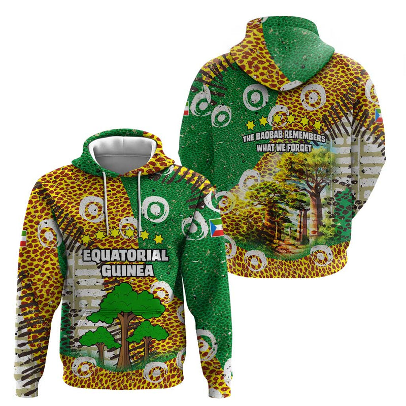 Equatorial Guinea Baobab Tree with Tribal Patterns and Heritage Quote Hoodie