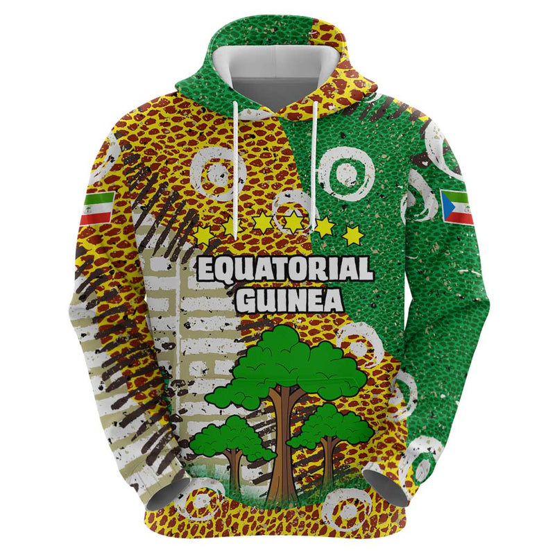 Equatorial Guinea Baobab Tree with Tribal Patterns and Heritage Quote Hoodie
