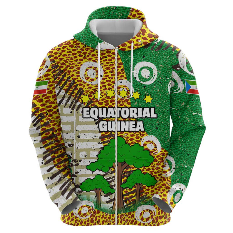 Equatorial Guinea Baobab Tree with Tribal Patterns and Heritage Quote Hoodie