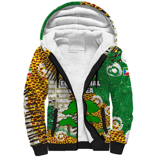 Equatorial Guinea Baobab Tree with Tribal Patterns and Heritage Quote Sherpa Hoodie