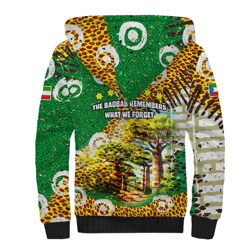 Equatorial Guinea Baobab Tree with Tribal Patterns and Heritage Quote Sherpa Hoodie