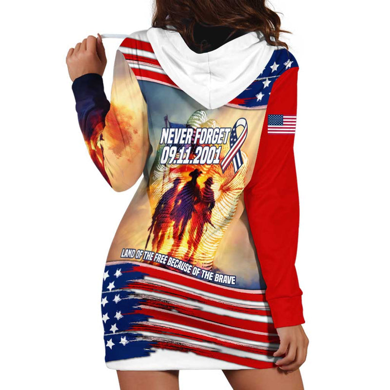911 Memorial Patriot Day American Flag and Soldier Tribute Never Forget Hoodie Dress