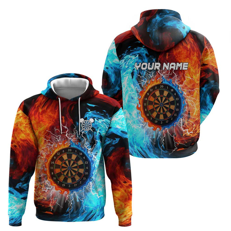 Custom Thunder Lightning Darts Hoodie Dartboard Water Fire