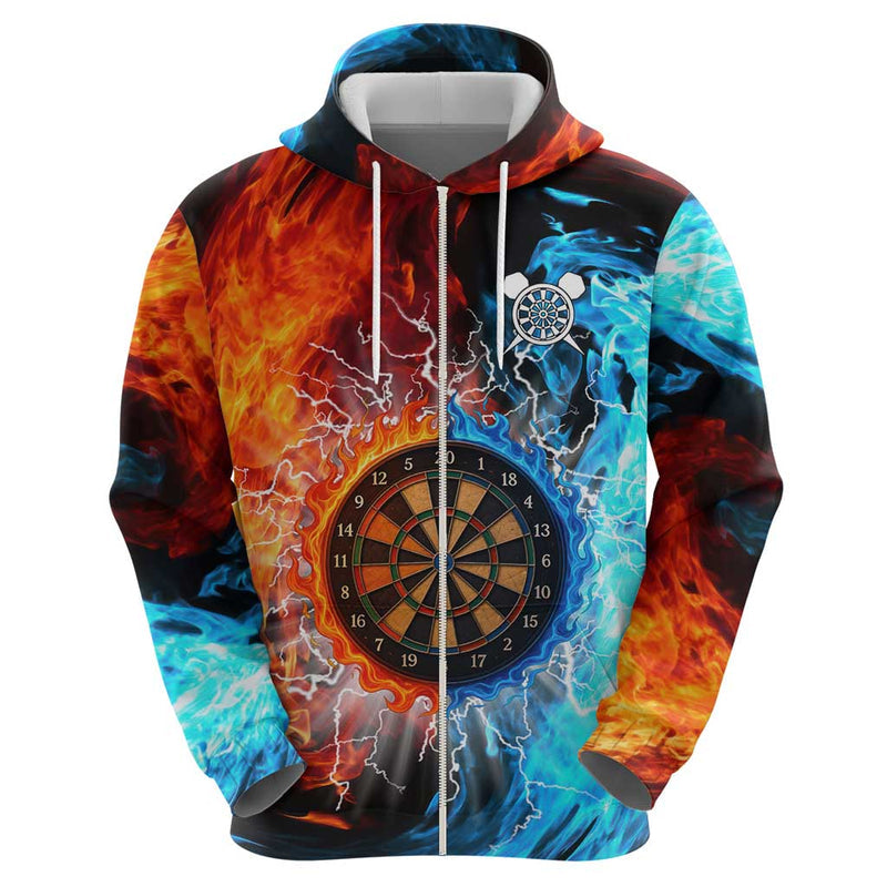 Custom Thunder Lightning Darts Hoodie Dartboard Water Fire