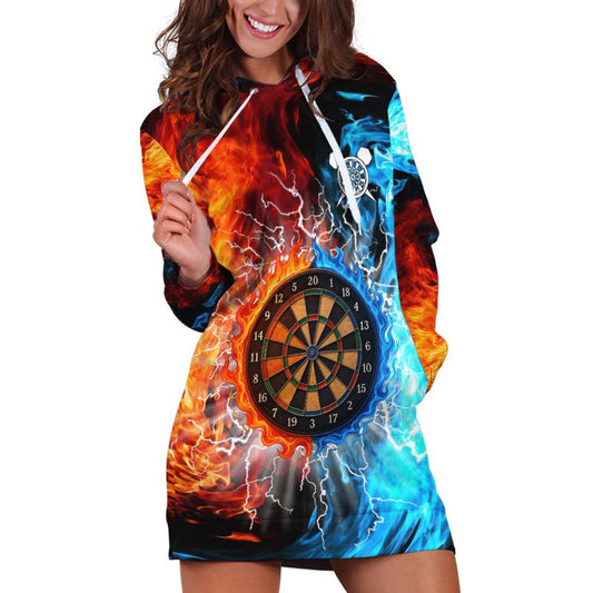 Custom Thunder Lightning Darts Dartboard Water Fire Hoodie Dress