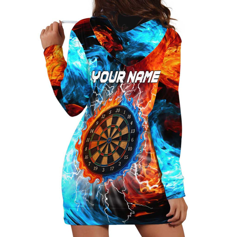 Custom Thunder Lightning Darts Dartboard Water Fire Hoodie Dress