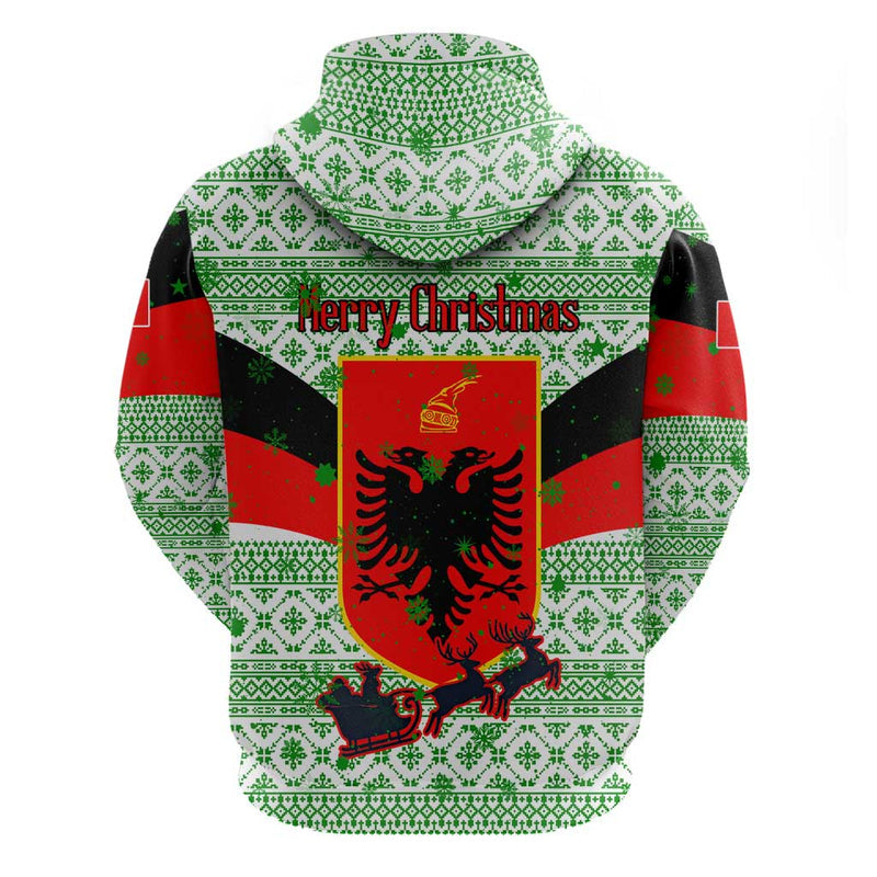 Albania Christmas With Green-red Design, Double-headed Eagle Emblem, And Santa Motif Hoodie