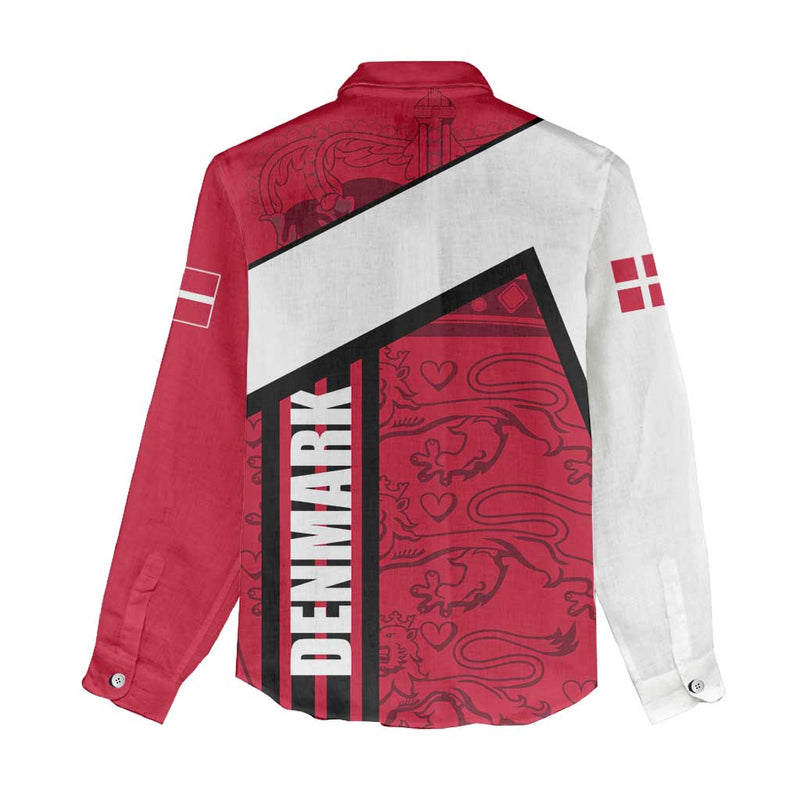 Denmark Danish Coat of Arms, National Flag, Bold Scandinavian Heritage Design Women Casual Shirt