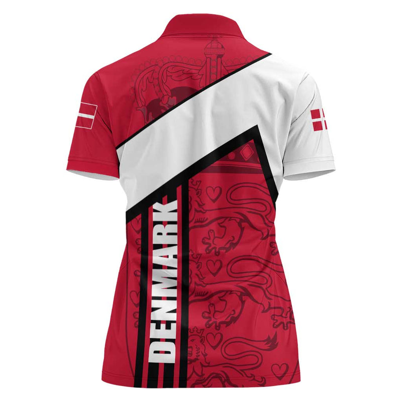 Denmark Danish Coat of Arms, National Flag, Bold Scandinavian Heritage Design Women Polo Shirt