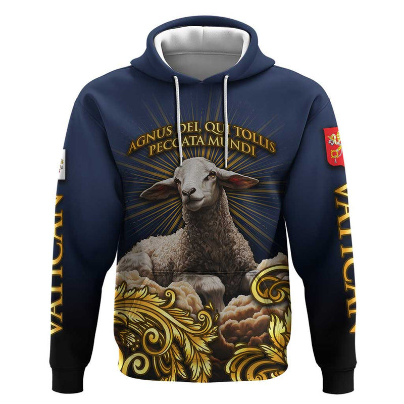 Agnus Dei Lamb of God Latin Catholic Art with Gold Baroque Accents Hoodie