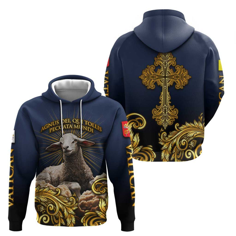 Agnus Dei Lamb of God Latin Catholic Art with Gold Baroque Accents Hoodie