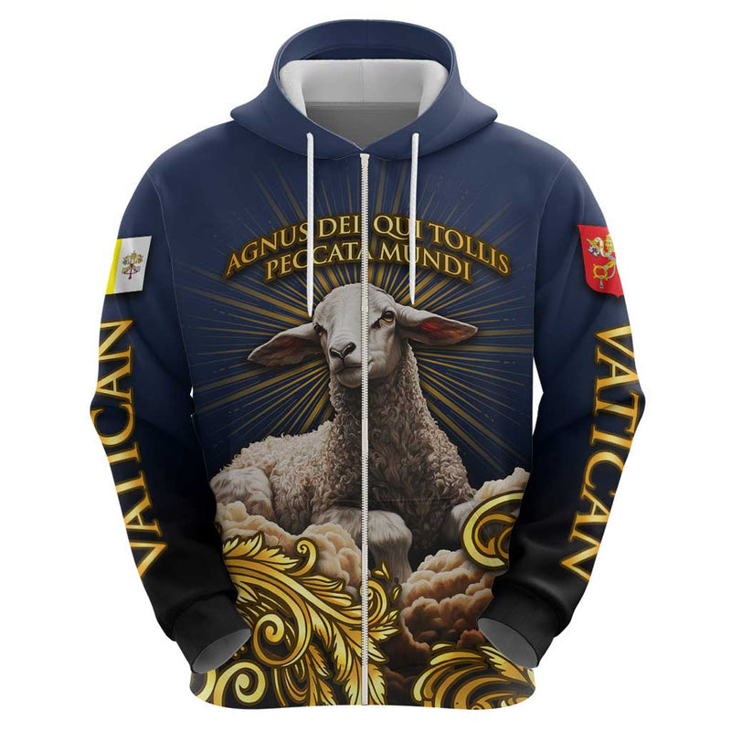 Agnus Dei Lamb of God Latin Catholic Art with Gold Baroque Accents Hoodie