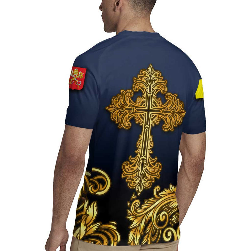 Agnus Dei Lamb Of God Latin Catholic Art With Gold Baroque Accents Rugby Jersey