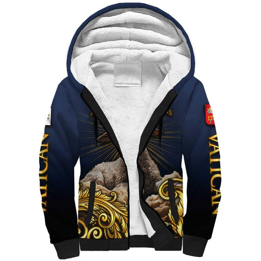 Agnus Dei Lamb of God Latin Catholic Art with Gold Baroque Accents Sherpa Hoodie