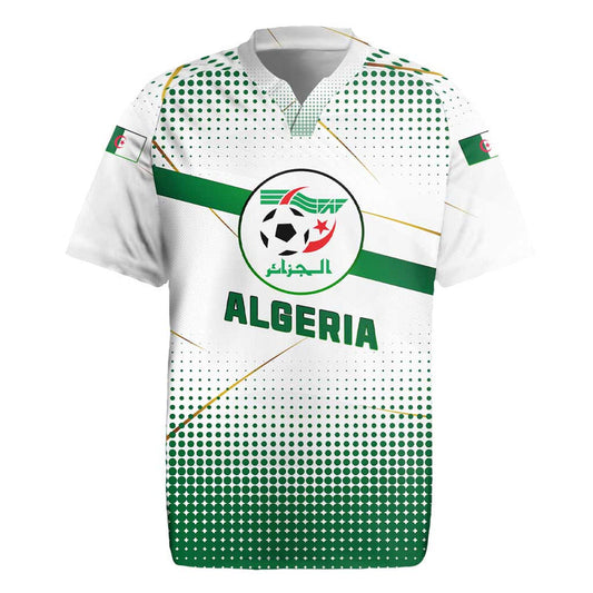 Algeria Soccer With Desert Warriors Text And National Flag Design Rugby Jersey