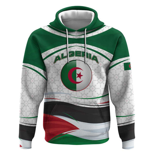 Algeria with National Flag and Coat of Arms Crest Design Hoodie