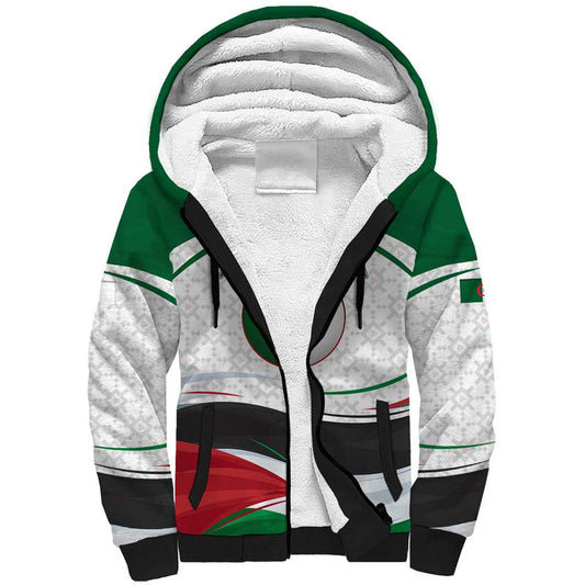 Algeria with National Flag and Coat of Arms Crest Design Sherpa Hoodie
