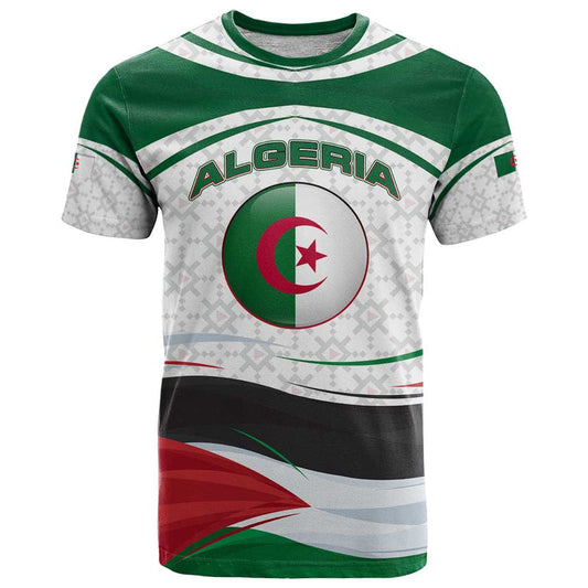 Algeria with National Flag and Coat of Arms Crest Design T Shirt