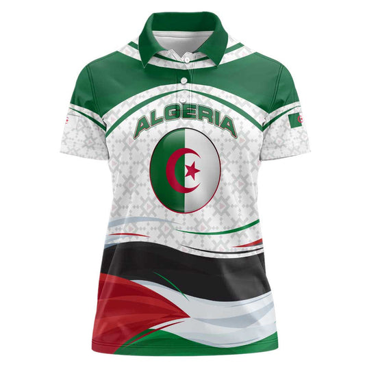 Algeria with National Flag and Coat of Arms Crest Design Women Polo Shirt