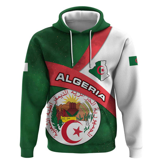 Algeria with National Emblem and Map Design Hoodie